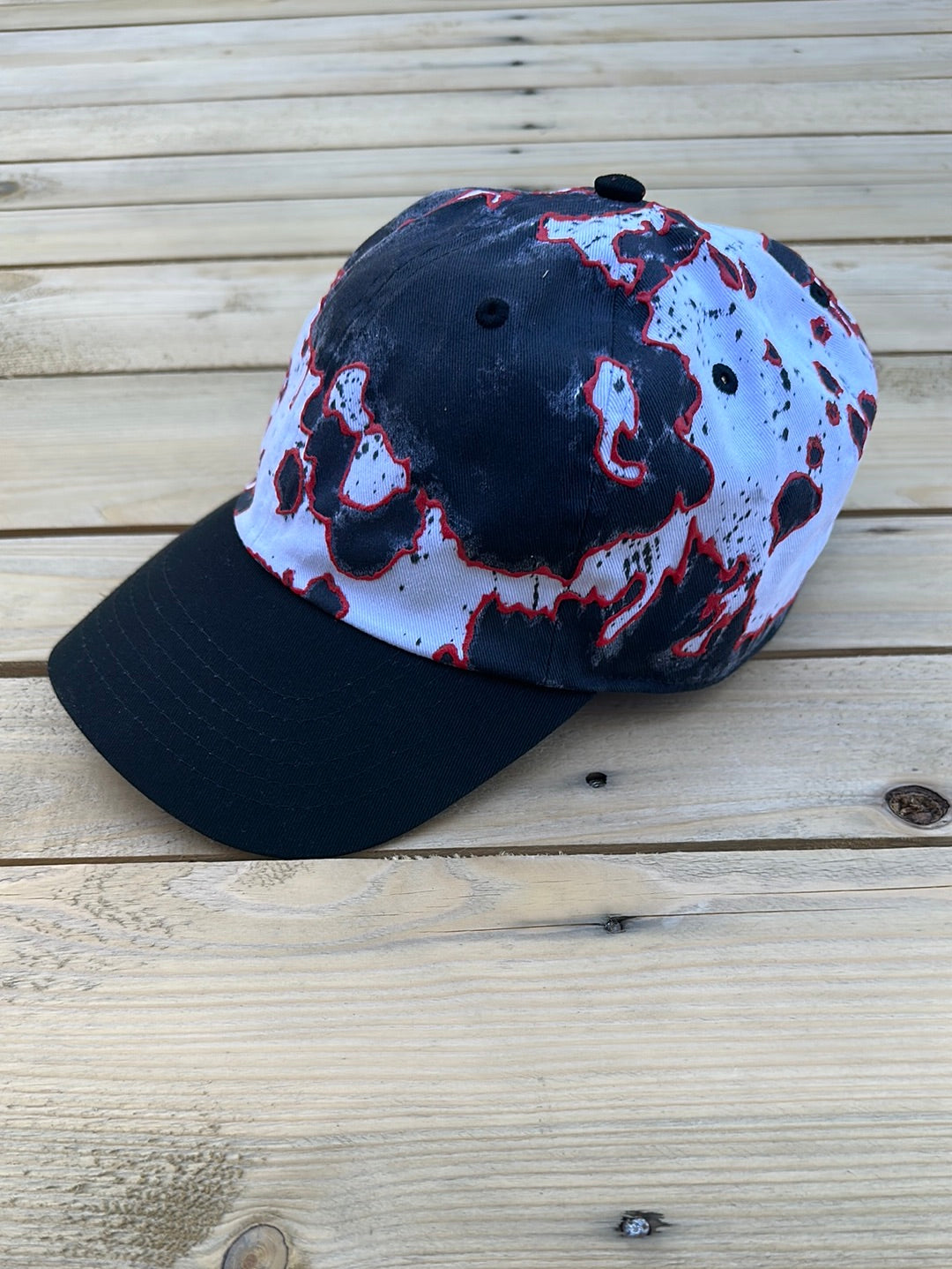 Red & Black Painted Dad Hat