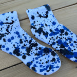 Load image into Gallery viewer, Kids Black &amp; Blue Paint Splattered Ankle Socks

