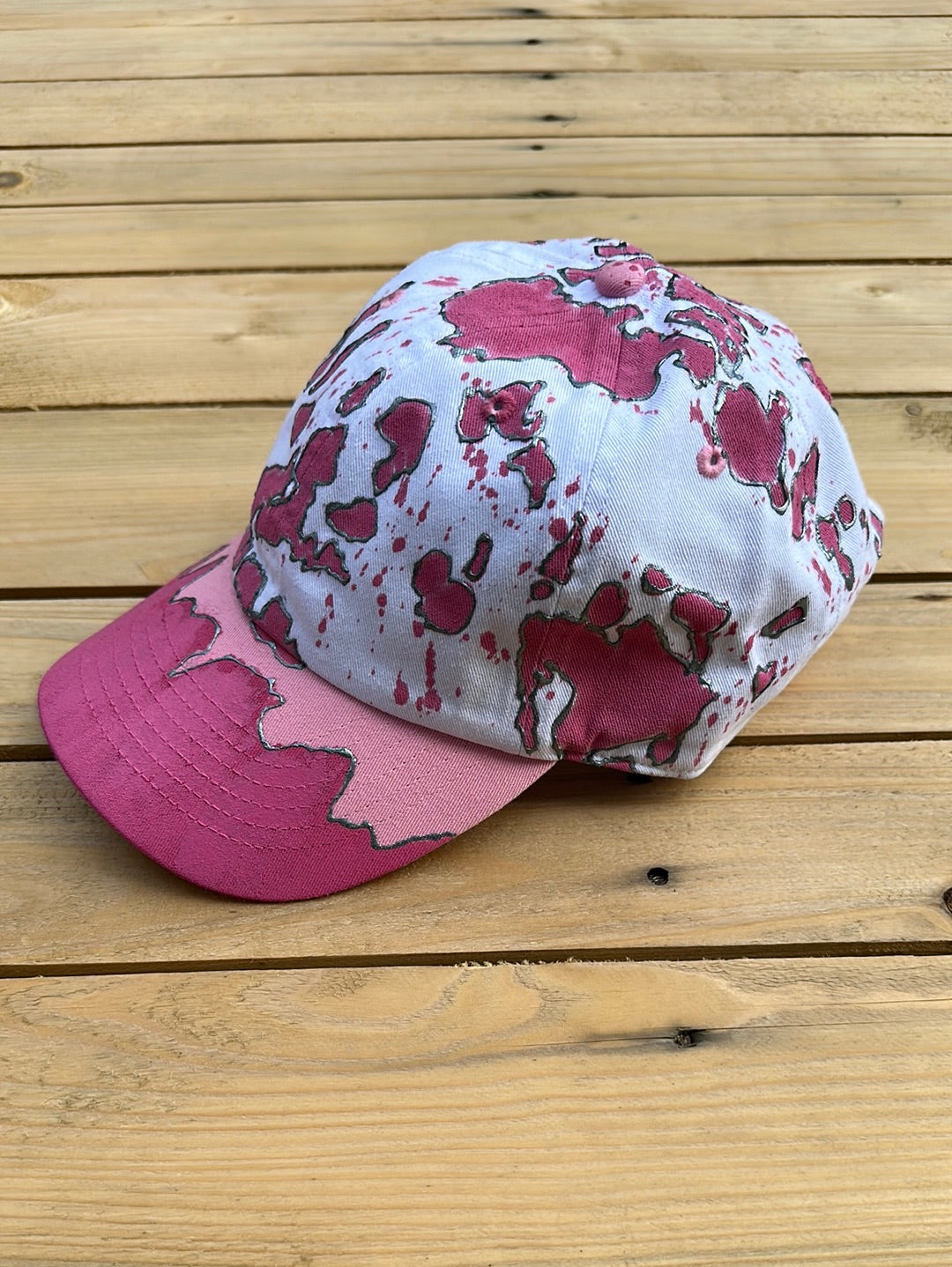 Pink & Gray Paint Splattered Dad Hat
