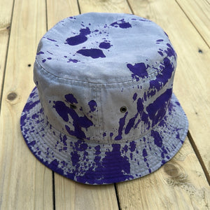 Gray x Purple Bleach & Paint Bucket Hat