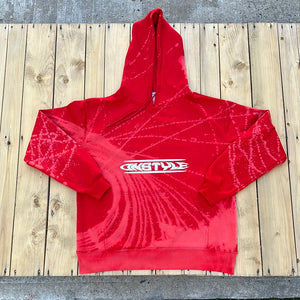 Spiral Bleached Red Heavyweight Hoodie - Large