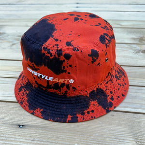 Orange x Navy Paint Splatter Bucket Hat