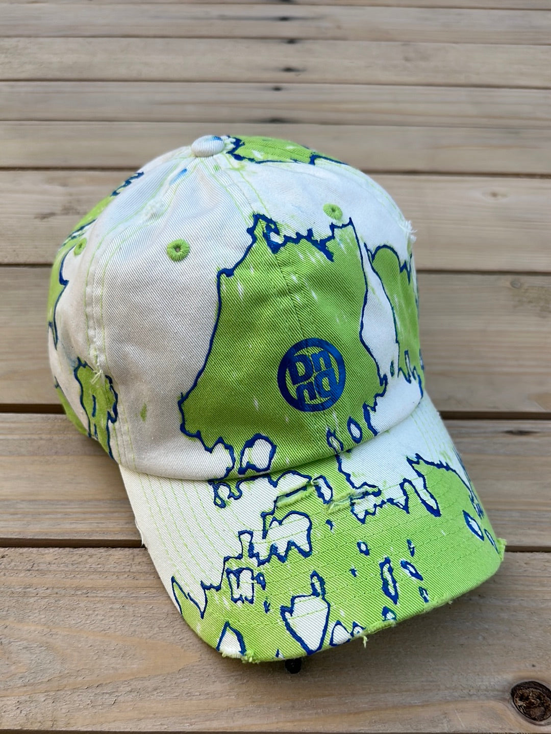 Green x Blue Bleach & Paint Distressed Dad Hat