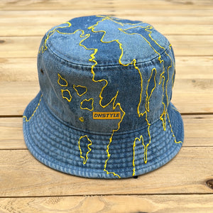 Yellow & Light Denim Bucket Hat L/XL